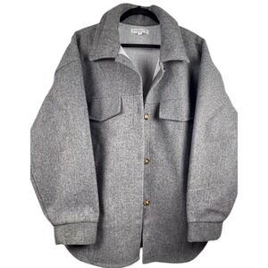 Womens ChicSoul Gray Shacket Jacket Shirt Jacket Overshirt Button Front 3XL Plus